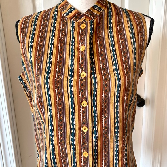 Vintage ANNA And FRANK Silk Button Down—SZ. Sm - Picture 2 of 10